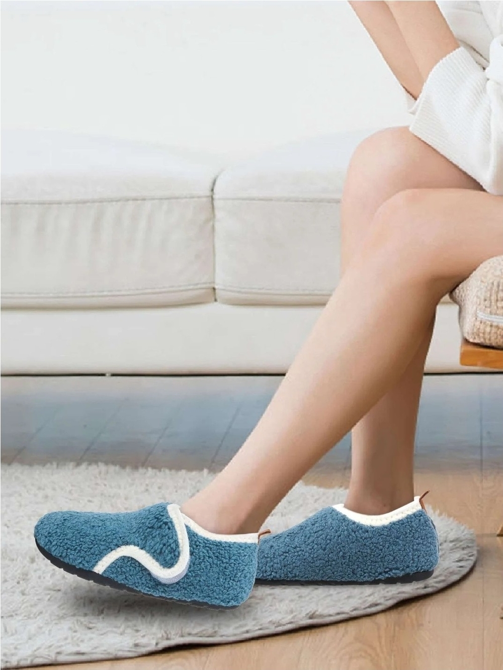 Cozy Blue Sherpa Indoor Slippers - Women's Comfort Shoes